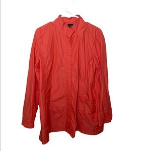 Eileen Fisher Rain Jacket Button Up Top Pink/peachy Medium Cotton Nylon